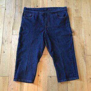 R Jeans Dark Blue Denim Women's Pull On Capris 15